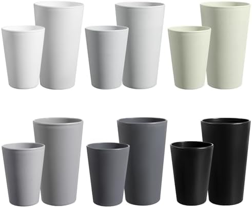 HEYCOME Set of 12 Wheat Straw Cups, 6 Pcs 20 oz & 6 Pcs 12 oz Unbreakable Drinking Cups, Reusable Plastic Cups Sets, Water Glasses Tumblers, Microwave & Dishwasher Safe, Bpa Free, 6 Colors
