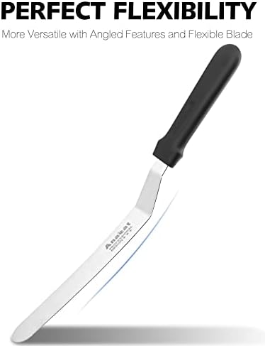 Anaeat Icing Spatulas, Set of 2 Professional Cake Angled Offset Spatula with 6", 8" Stainless Steel Blades - Thickened Frosting Knife with Durable Plastic Handle for Cake Decorating Pastry & Baking