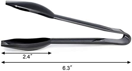 New Star Foodservice 42290 Utility Tong, High Heat Polycarbonate Plastic, Straight Edge, 6 Inch, Set of 12, Black