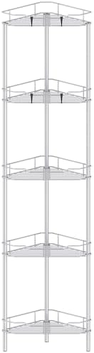 HuggieGems Metal Floor Standing Corner Shower Caddy, Silver, 5 Tier