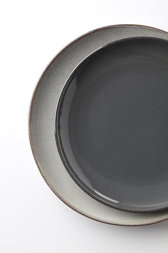 Oneida Organic Shades Gray Stoneware 12-Piece Dinnerware Set for 4
