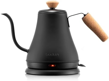Bodum 27oz Bistro Gooseneck Electric Water Kettle, Pour Over Coffee & Tea, Stainless Steel, Matte Black