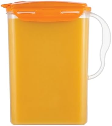 LocknLock Aqua Fridge Door Water Jug | Clear Pitcher | BPA Free Plastic Pitcher with Lid | 3 Quart Pitcher with Lid for Water, Juice, Tea & More Beverages, Orange