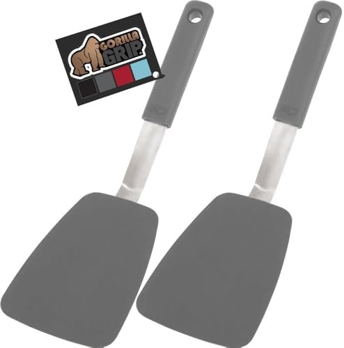 GORILLA GRIP Patented Nonstick Spatula for Frying Pan, 2PK, 11.6 inch, Gray