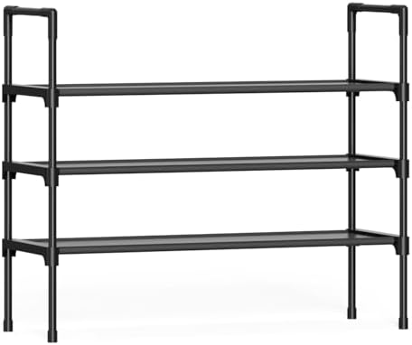 Kitsure 3 Tier Shoe Rack, Shoe Organizer, 32.2" Wide, Black