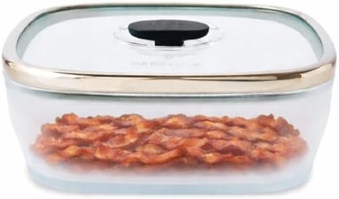 Anyday 10-Cup Square Glass Food Storage with Lid (Black Sesame)