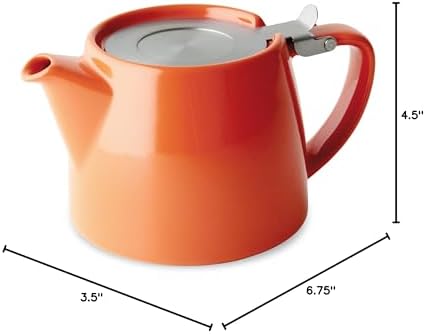 FORLIFE Stump Teapot with SLS Lid and Infuser, 18-Ounce, Carrot