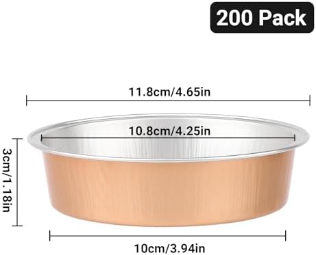 Beasea Aluminum Foil Ramekins, 7.3oz 200 Pack 4 Inch 215ml Disposable Ramekins Foil Cups No Lids Baking Ramekin Cup Cupcake Aluminum Mini Baking Cups for Party - Rose Gold