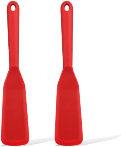 【2 Pack】Kunovo Small Spatula for Nonstick Cookware Mini Spatulas for kitchen Use,Heat-Resistant Silicone Thin Spatula Cooking Baking (2 Pack-Red)