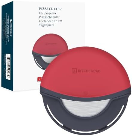 KITCHENDAO Pizza Cutter Wheel with Cover, Detachable, 4 Inch Blade, Red