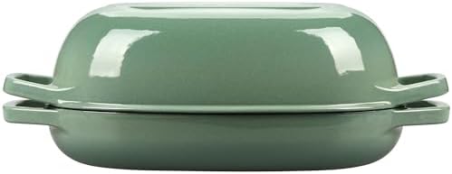 EDGING CASTING Enameled Cast Iron Oval Dutch Oven Pot with Lid, Dutch Oven for Sourdough Bread Baking, Bread Oven, Bread Dutch Oven, Oval Bread Pan, 5qt, Sage Green