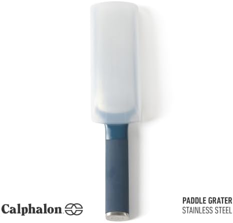 Calphalon Edge Stainless Steel Handheld Cheese Grater W/Cover & Rubber Handle - Navy Blue