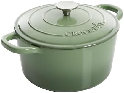 Crock Pot Artisan 5 Quart Enameled Cast Iron Round Dutch Oven, Red