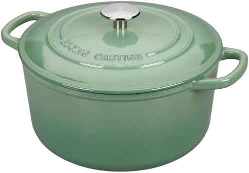 EDGING CASTING Enameled Cast Iron Dutch Oven with Sourdough Bread Baking Kit, Bread Dutch Oven with Lid, Includes Proofing Basket & Baking Tools, 5qt, Sage Green