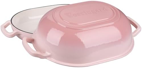 VORRINGARD Enameled Cast Iron Sourdough Bread Oven, Dutch Oven, Loaf Cast Iron Bread Pan for Homemade Bread Baking, Meatloaf Pan with Lid, 7QT, Pink