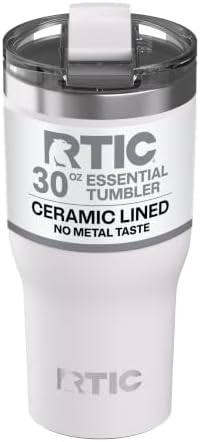 RTIC 30oz Essential Tumbler with Lid, Ceramic Lined, White