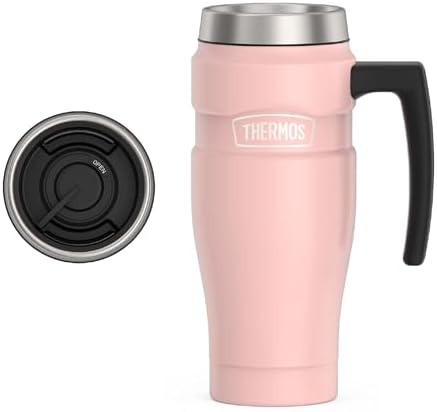 THERMOS Stainless King Travel Mug with Handle, 16oz, Matte Pink