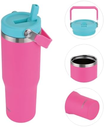 30oz Insulated Tumbler with Handle and Straw Cup,Redbule