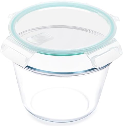 NUTRIUPS Glass Food Storage Container with Lid, 2.1L, 7.6×5in