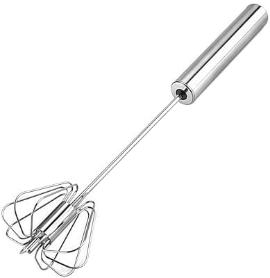 Digead Stainless Steel Egg Whisk, Hand Push Rotary Whisk Blender, Versatile Milk Frother, Hand Push Mixer Stirrer for Blending, Whisking, Beating & Stirring (12in)