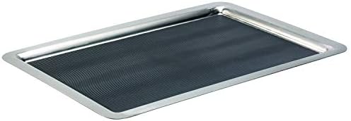 Service Ideas Tray with Non-Slip Rubber Inserts, 20" x 14", Stainless Steel