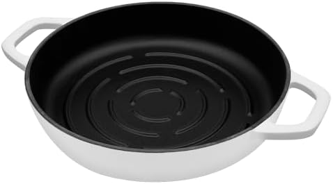 Flavehc Bread Oven Cast Iron Bread Dutch Oven with Cloche Lid for Bread Baking White Enameled Cast Iron Bread Oven with Dome Lid for Sourdough, 9.8 Inches