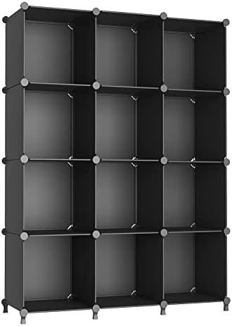 AWTATOS 12 Cube Storage Organizer, Closet Organizer Storage Shelves, Black