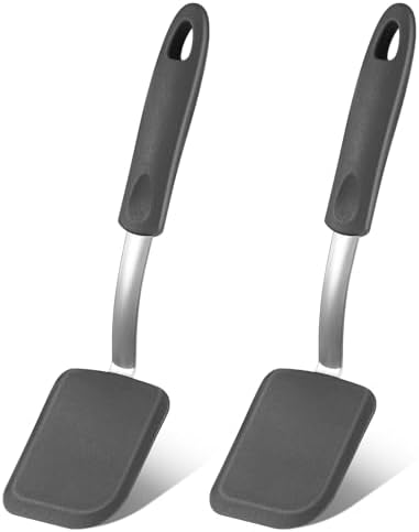 2 Pcs Mini Silicone Cookie Brownie Spatula,Solid Flat,Grey