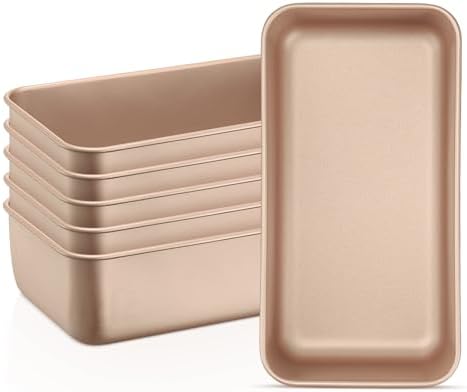 Leonyo 6 Pack Non-Stick 9x5IN Stainless Steel Bread Loaf Pan, Rose Gold