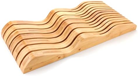 Bamboo Knife Block Holder, 13 Knives Dock, In-Drawer Knife Drawer Organizer