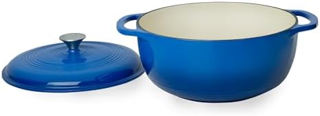 Mercer Culinary Enameled Cast Iron Round Dutch Oven, 6 qt., Navy Blue