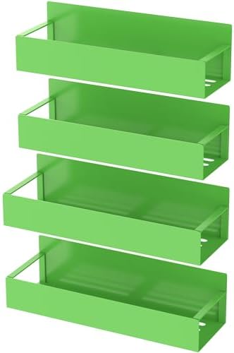 HuggieGems Metal Magnetic Spice Rack for Refrigerator Green, 4 Pack