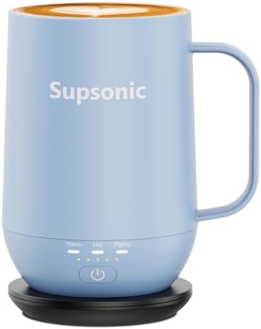 Supsonic - 16oz Self Heating Coffee Mug, Smart Heated Coffee Mug Faster Direct-Contact Heating Up to 149°F, Coffee Mug Warmer Set with Auto Shut-Off - Gifts for Men Women | S2