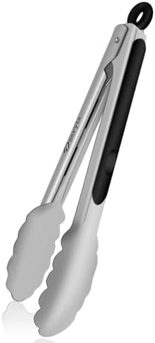 Stainless Steel Small Tong for Cooking - Mini 7 Inch Locking Tongs, Heat Resistant to 600°F, Food Grade Kitchen Metal Tong for Food, Salad, Pasta, Steaks, Vegetables - Dishwasher Safe