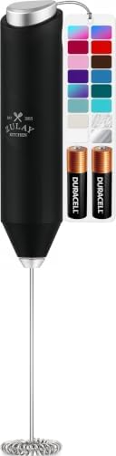 Zulay Kitchen Milk Frother Handheld - Mini Frother Wand, Milk Mixer, Drink Whisk for Coffee, Matcha Essentials & More, Stick Frother for Protein Shakes, Froster Mixer - AA Batteries Included - Black