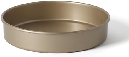 Martha Stewart Gallen 8 Inch Round Nonstick Carbon Steel Cake and Bake Pan - Champagne Durable Bakeware for Cakes, Pies & Desserts