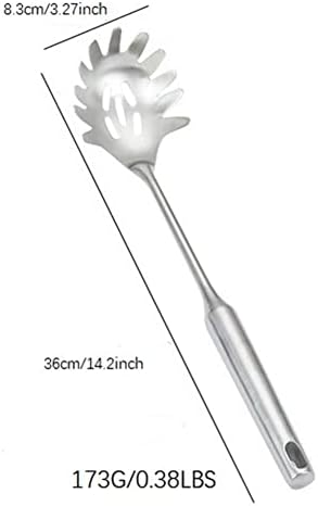 Pasta Spoon Server 304 Stainless Steel Slotted Spaghetti Ladle Kitchen Colander and Strainer Scoop Cooking Utensils Heat Proof Strong Sturdy Easy to Clean