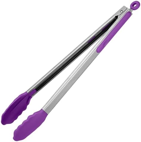 U-Taste Kitchen Tong for Cooking, 600ºF Heat-Resistant Silicon, 16in/Purple