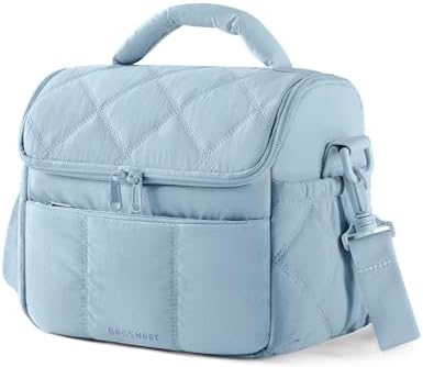 BAGSMART Insulated Lunch Bags for Women, Cute Quilted Lunch Box, Dusk Blue