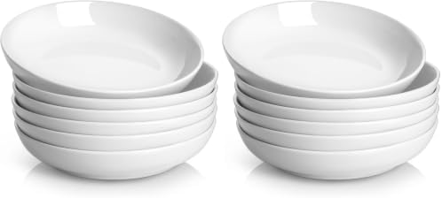 Y YHY Pasta Bowls, 30oz Salad Bowls White Soup Bowls Large Pasta Serving Bowl Porcelain Pasta Plates Wide and Shallow Bowls Set of 6 Microwave Dishwasher Safe Valentines Day Gift (Pack of 2)