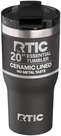 RTIC 20oz Essential Tumbler with Lid, Ceramic Lined, Black