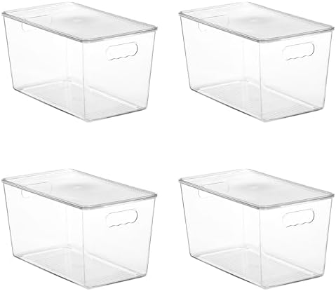 Vtopmart 4 Pack Clear Stackable Storage Bins with Lids and Handles, XLarge