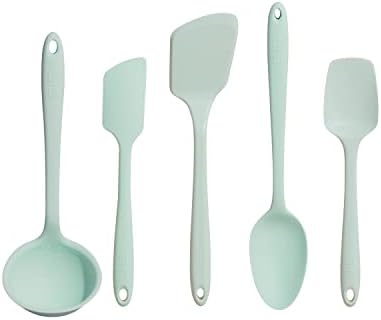 GIR: Get It Right 5-Piece Silicone Ultimate Kitchen Utensils Set - Ladle, Spatula, Flip, Spoon & Spoonula - Non-Toxic Cooking Utensils for Nonstick Cookware, Cooking and Baking - Mint