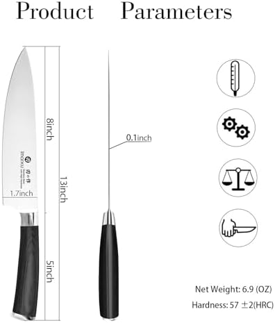 imarku 8 Inch Japanese SUS440A Stainless Steel Gyutou Chef Knife, Black