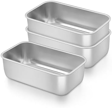 TeamFar Mini Loaf Pan, 3 PCS Stainless Steel Loaf Pans for Baking Bread