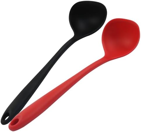 Jiozermi 2 Pcs Silicone Soup Ladle, 12-Inch Long Handle