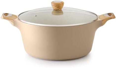SENSARTE Ceramic Nonstick Stock Pot with Lid, 2.6/4.5/6.6/8.5/11 QT Soup Pot Casserole Pot, Non-toxic Healthy Pasta Pot, Large Cooking Pot Stew Pot, Induction Compatible, PFOA PFAS PTFE Free, Taupe