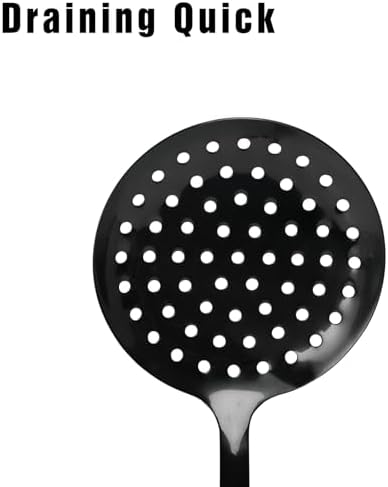 Black Stainless Steel Skimmer Spoon, Metal Slotted Spoon Strainer
