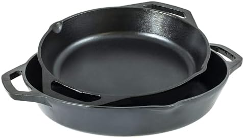 Lodge 12 Inch Pre-Seasoned Cast Iron Skillet - Dual Assist Handles - Use in the Oven,on the Stove,on-the Grill,or Over a Campfire - Black,(Pack of 3)