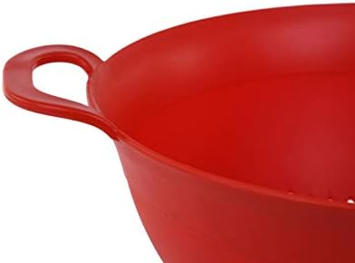 Mintra Home Plastic Strainer Colanders Set: 3, 3.5 and 5 Quart (Red) Double Strong Handles and Deep Bowl, Safe BPA-Free - Use for Pasta, Noodles, Spaghetti, Vegetables (Assorted Sizes 3pk)